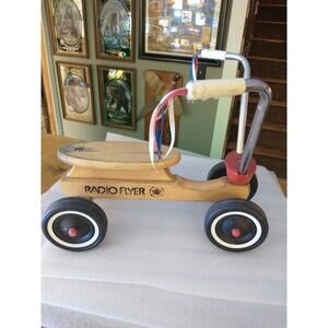 Vintage Radio Flyer Kids Maple Wood 4 Wheel Ride on Scooter
